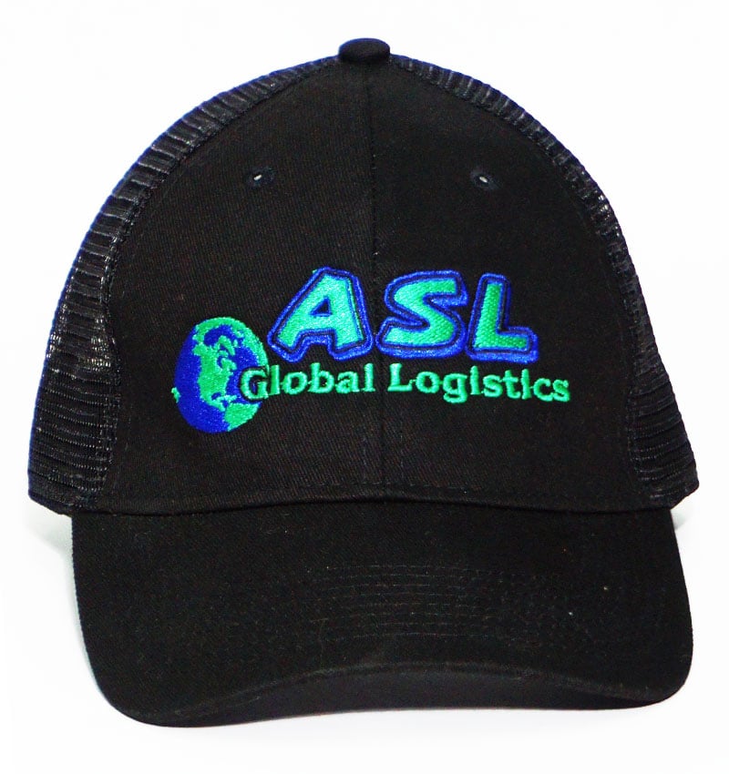 Custom Headwear - Asl Embroidery Black cap-workwear toronto WorkWearToronto.com - Custom Logo - Your Logo - Corporate Apparel - Baseball Hat