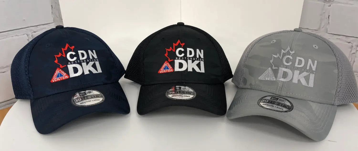 Custom Apparel - Decorated Hats for CDN Restoration DKI with their logo - Workwear Toronto