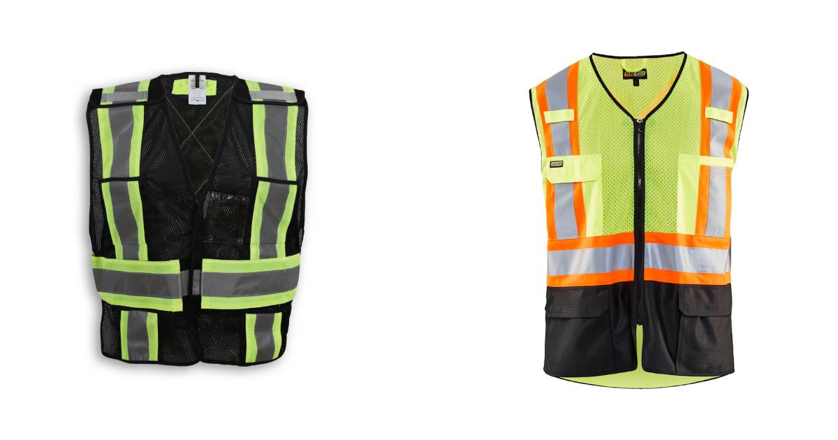 Custom Safety Vests - Black and Safety Green by Workwear Toronto