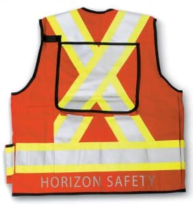 Custom Hi-Viz Safety Vests - Horizon Safety - Safety Vest - Orange - Back - WorkWearToronto.com - Workwear Toronto - Your Logo - Corporate Apparel - Heat Transfer - Screen Printing
