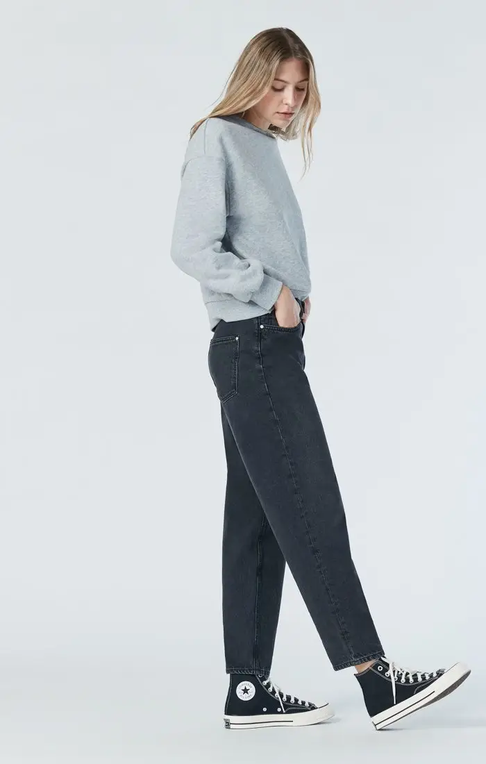 MAVI101047-35586F - Barcelona Dark Smoke Organic Blue Jeans for women With Optional Logo - Side