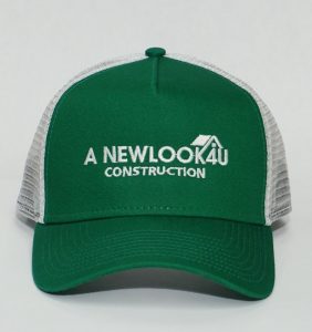 Custom Headwear - A New Look 4 U Construction - Embroidery - Green Cap - Workwear Toronto - WorkWearToronto.com - Your Logo - Corporate Apparel - Baseball Hat