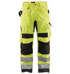 Custom Hi-Vis Work Pants - WTBL1699 Yellow Black front - Your Logo - Safety Pants - Workwear Toronto - Heat Transfer - Embroidery