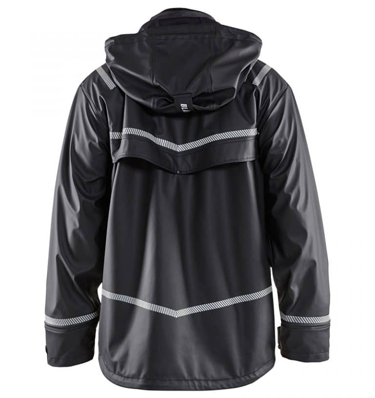 High Vis - Custom branded - Hooded Rain Jacket - Workwear Toronto - Screen Printing- Embroidery - Heat Transfer - Corporate Apparel - WTBL4317 Yellow Black Back