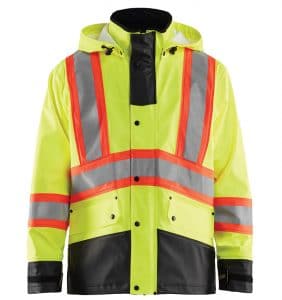 Custom Branded Hi-vis Rain Jacket - Workwear Toronto - Corporate Apparel - Screen Printing - Heat Transfer - Embroidery - Etobicoke - WTBL4319 Yellow Black front