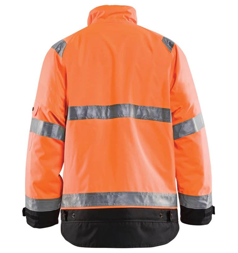Hi-vis Winter jacket branded with your logo - Corporate apparel in GTA - Promotional products - Heat Transfer - Screen Printing - Embroidery - WTBL4927 Orange Black Back