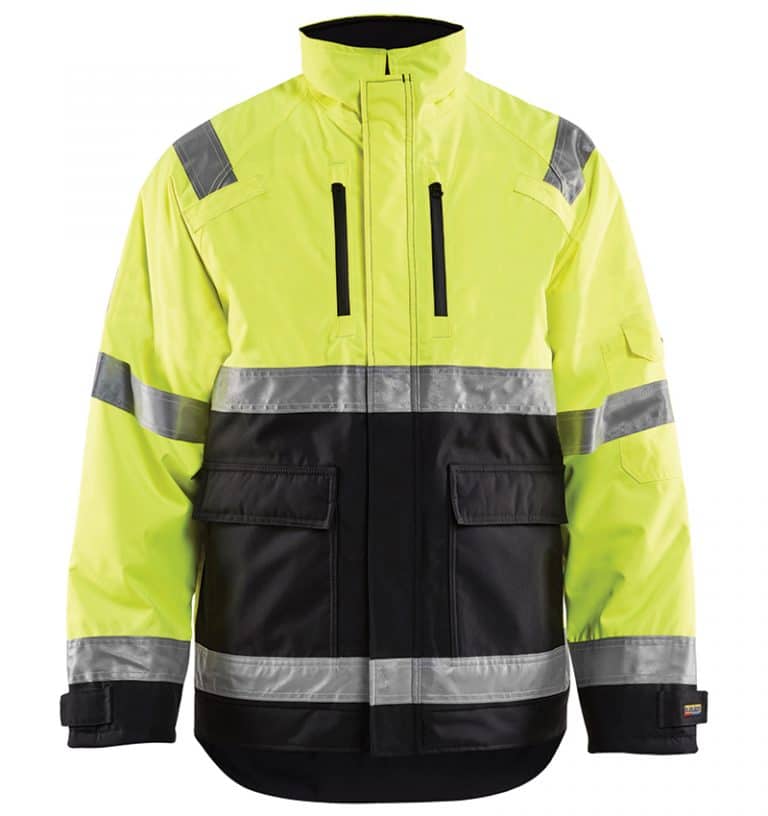 Hi-vis Winter jacket branded with your logo - Corporate apparel in GTA - Promotional products - Heat Transfer - Screen Printing - Embroidery - WTBL4927 Yellow Black Front