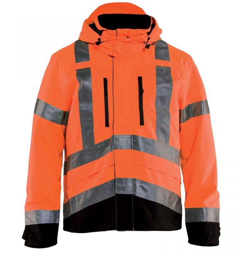 Hi-Vis Shell Jacket - Promotional Products - Corporate Apparel - Safety Jacket - Heat Transfer - WTBL4937 Orange black Front