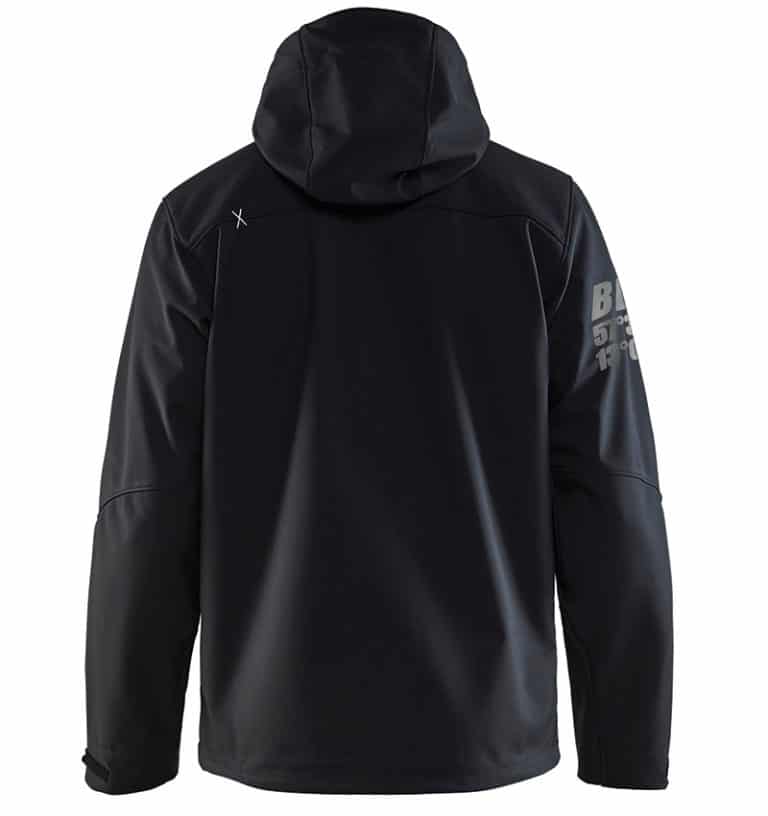 Pro Softshell Jacket With your Logo - Corporate Apparel in GTA - Promotional Products - Heat transfer - Screen Printing - Embroidery WTBL4939 Black Silver Back