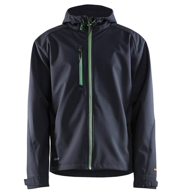Pro Softshell Jacket With your Logo - Corporate Apparel in GTA - Promotional Products - Heat transfer - Screen Printing - Embroidery WTBL4939 Dark navy and green front