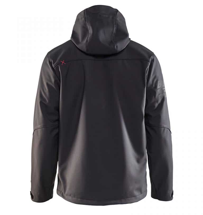 Pro Softshell Jacket With your Logo - Corporate Apparel in GTA - Promotional Products - Heat transfer - Screen Printing - Embroidery WTBL4939 Dark grey & Red - Back