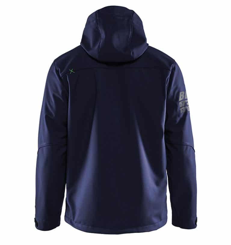 Pro Softshell Jacket With your Logo - Corporate Apparel in GTA - Promotional Products - Heat transfer - Screen Printing - Embroidery WTBL4939 Navy Blue & Green - Back