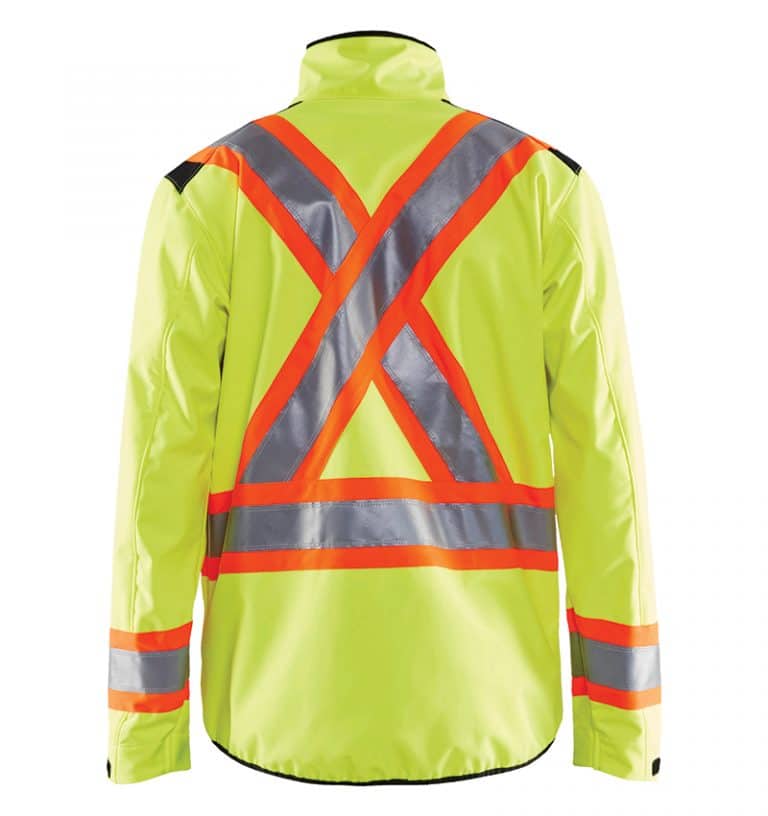 Hi-Vis Softshell jacket With your logo - Corporate Apparel - Promotional Products - Heat Transfer - Screen Printing - Safety Jacket - WTBL4975 Yellow Back