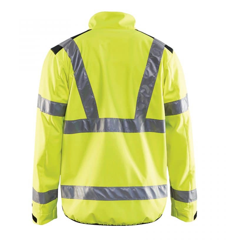 Hi-vis Softshell jacket with your logo - Corporate Apparel - Promotional items - Heat transfer - Screen Printing - Embroidery - Safety jacket - WTBL4977 Yellow Back