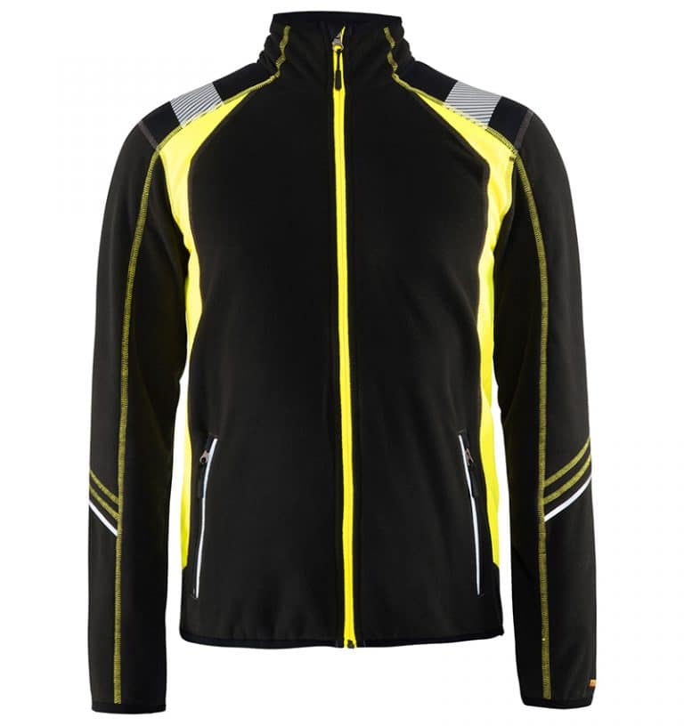 Custom Logo Fleece jacket - WTBL4994 Black Yellow front - Your Logo - Corporate Apparel - Workwear Toronto - Heat Transfer,