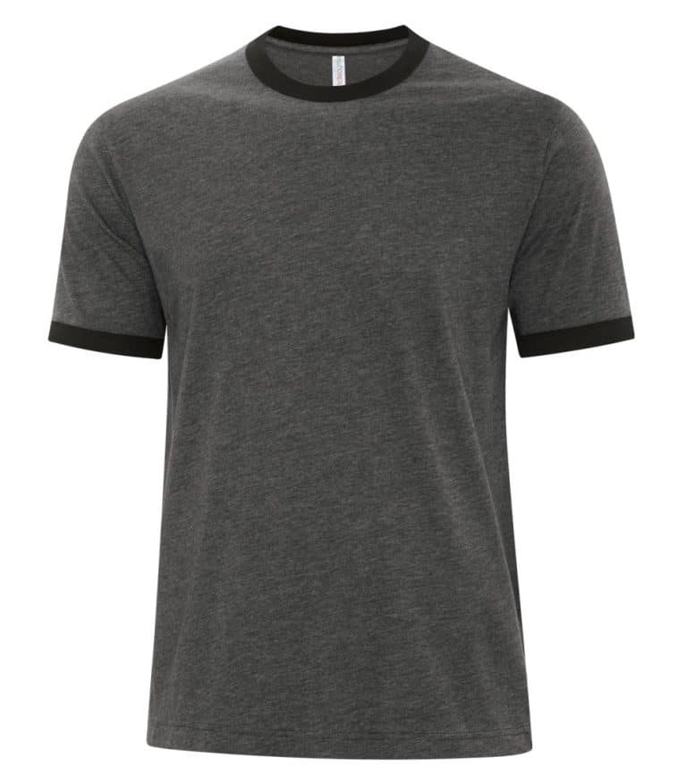 WTSMATC9001 - Charcoal Heather & Black - WorkwearToronto.com - Men's Ringer Tee - Custom T Shirts Cost