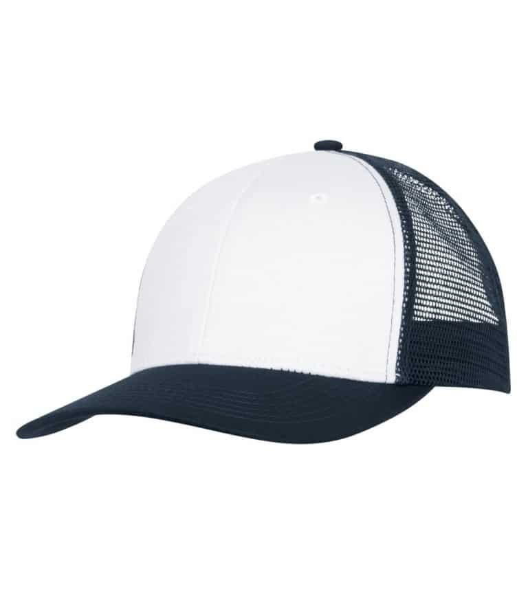 WTSMC1318 - White - Navy - WorkwearToronto.com - Headwear - Baseball Hats - Custom Decoration Embroidery Cost