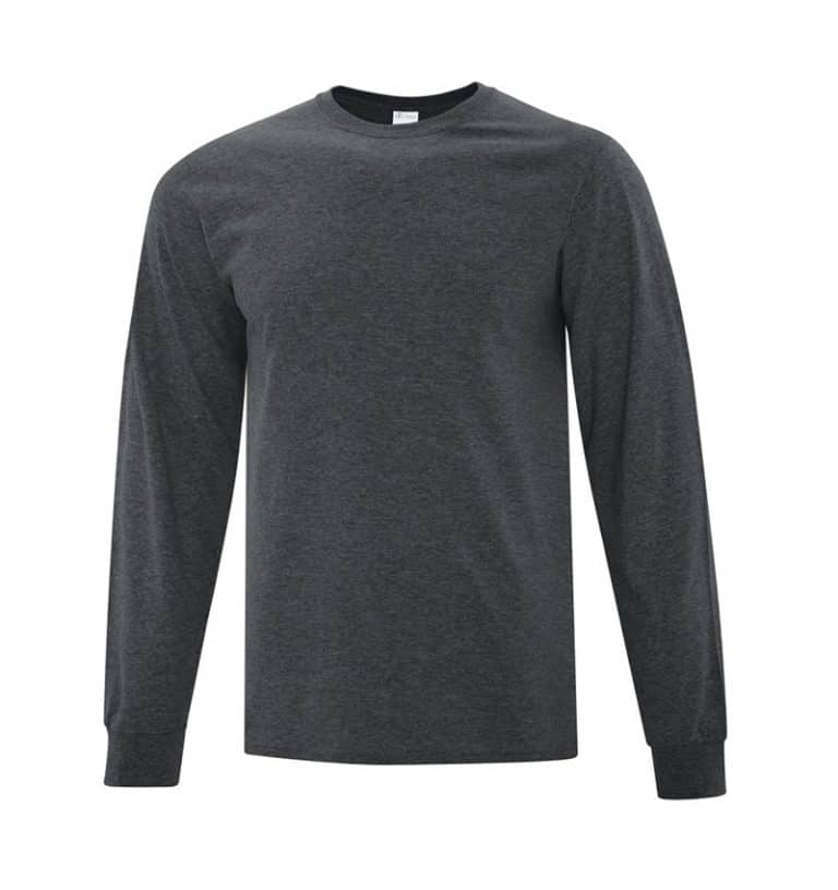 Everyday Cotton Long Sleeve T-Shirt - Workwear Toronto - 100% Cotton - Dark Heather Grey