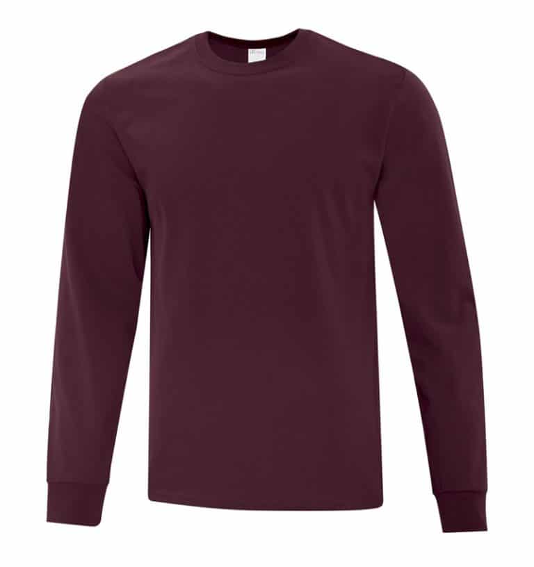 Everyday Cotton Long Sleeve T-Shirt - Workwear Toronto - 100% Cotton - Maroon