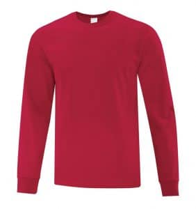 Everyday Cotton Long Sleeve T-Shirt - Workwear Toronto - 100% Cotton - Red