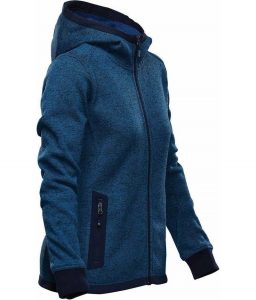 WTSTFH-2W - Denim - WorkwearToronto.com - Women's Knit Fleece Jacket With Hood