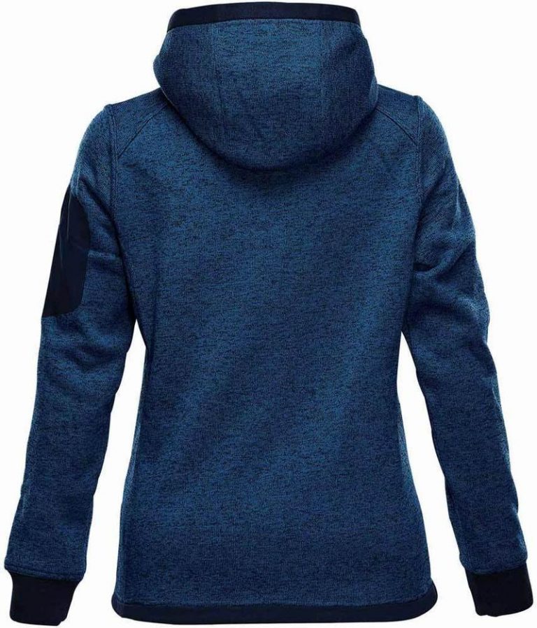 WTSTFH-2W - Denim - WorkwearToronto.com - Women's Knit Fleece Jacket With Hood - Back - Custom Clothing Embroidery and Heat Press