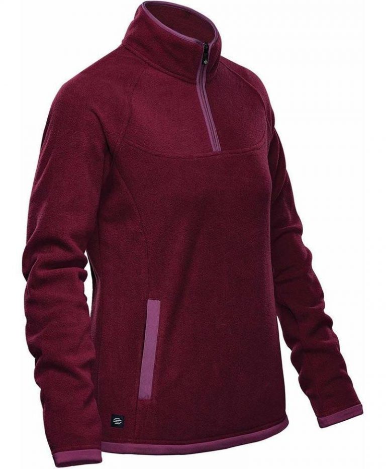 WTSTFPL-1W - Burgundy & Rose - WorkwearToronto.com - Shasta Tech Fleece jacket For Women - Side - Custom Clothing Embroidery and Heat Press