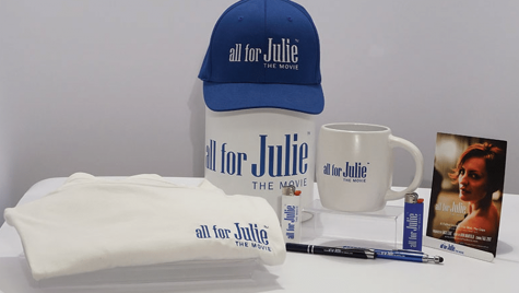 All for Julie - The Movie - Promotional Products with logo - Cap - Mug - T-Shirts - Cover - Baseball Hat - WorkwearToronto.com - GTA